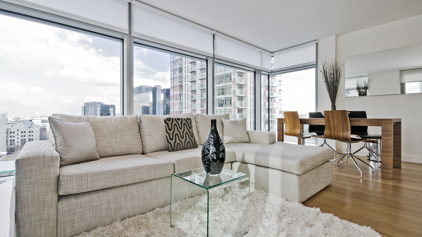 Apartment Living Room Smart Glass Windows On