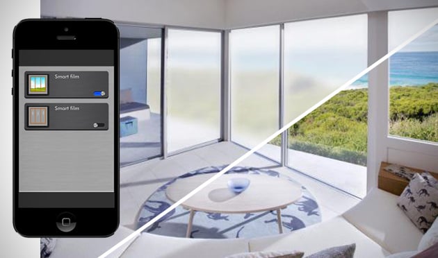 Smart Phone App Turing Smart Glass On & Off in Living room Over looking Ocean